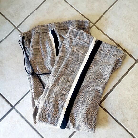Plaid Wide Leg Striped Trousers - Picture 1 of 5